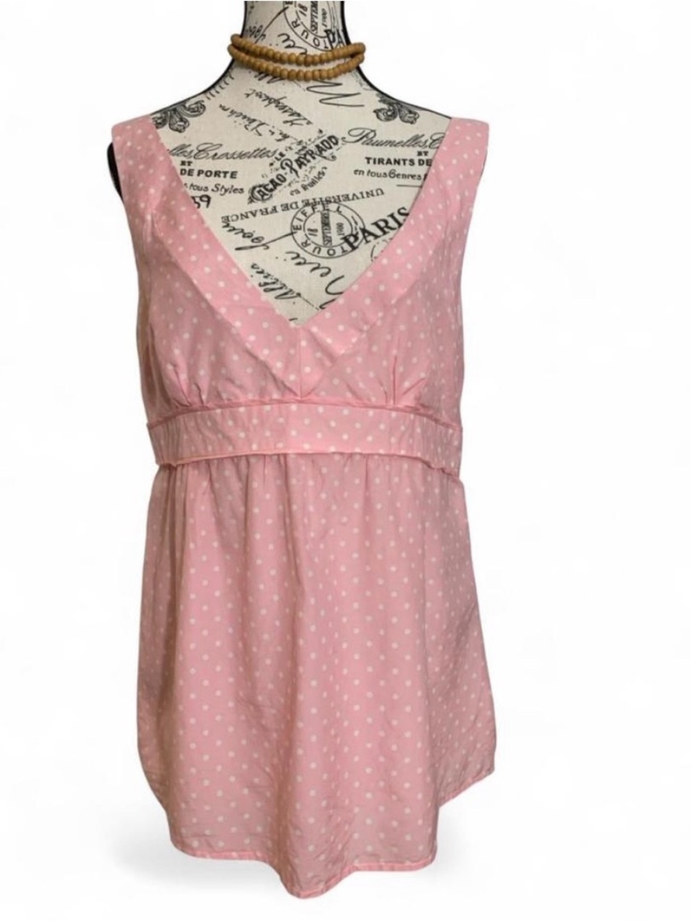 Lilly Pulitzer Vintage Y2K Pink White Polka Dot Silk Cotton Babydoll Top Size 12